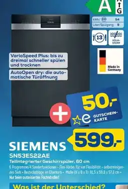 Euronics SIEMENS Teillintegrierter Geschirrspüler Angebot