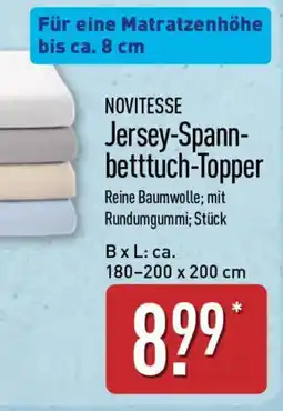Aldi Nord NOVITESSE Jersey-Spannbetttuch-Topper Angebot
