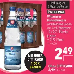 CITTI Markt Wittenseer Sturm Mineralwasser Angebot