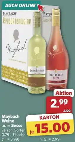 Combi Maybach Weine oder Secco Angebot