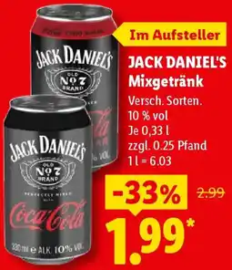 Lidl JACK DANIEL'S Mixgetränk Angebot