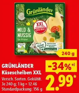 Lidl GRÜNLÄNDER Käsescheiben XXL Angebot