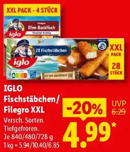 Lidl IGLO Fischstäbchen/ Filegro XXL Angebot