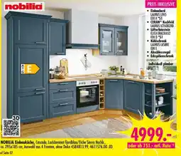 Möbel Boss NOBILIA Einbauküche, Cascada, Lacklaminat fjordblau/Eiche Sierra Nachb. Angebot