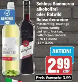 AEZ Schloss Sommerau alkoholfrei oder Rotwild Rebsortenweine Angebot