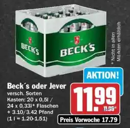 AEZ Beck's oder Jever Angebot