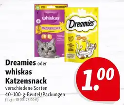 Nah & Frisch Dreamies oder whiskas Katzensnack Angebot