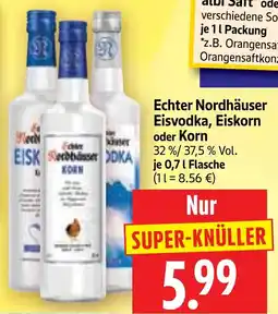Edeka Herkules Echter Nordhäuser Eisvodka, Eiskorn oder Korn Angebot