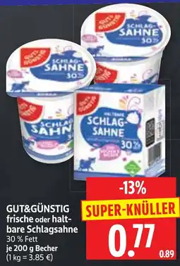 Edeka Herkules GUT&GÜNSTIG SCHLAG-SAHNE Angebot
