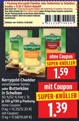 Edeka Herkules Kerrygold Cheddar oder Butterkäse in Scheiben Angebot