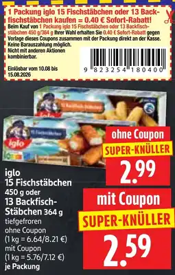 Edeka Herkules iglo 15 Fischstäbchen Angebot