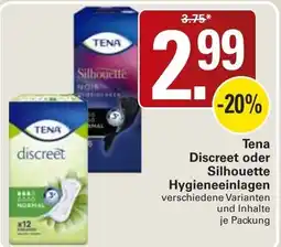 WEZ Tena Discreet oder Silhouette Hygieneeinlagen Angebot