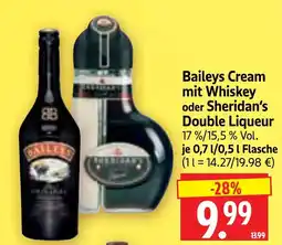 Edeka Herkules Baileys Cream mit Whiskey oder Sheridan's Double Liqueur Angebot