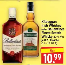 Edeka Herkules Kilbeggan Irish Whiskey oder Ballantines Finest Scotch Whisky Angebot