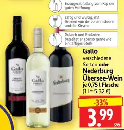 Edeka Herkules Gallo verschiedene Sorten oder Nederburg Übersee-Wein Angebot
