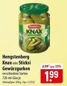 Famila Nord Ost Hengstenberg Knax Gewürzgurken Angebot