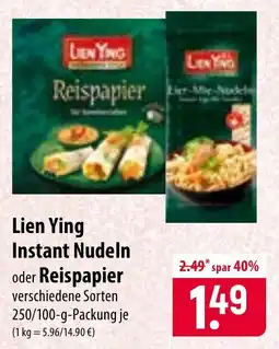 Famila Nord Ost Lien Ying Instant Nudeln oder Reispapier Angebot