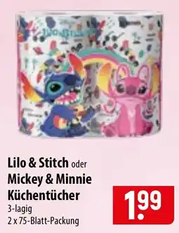 Famila Nord Ost Lilo & Stitch oder Mickey & Minnie Küchentücher Angebot