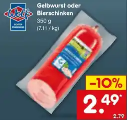 Netto Marken-Discount Wolf Gelbwurst oder Bierschinken Angebot