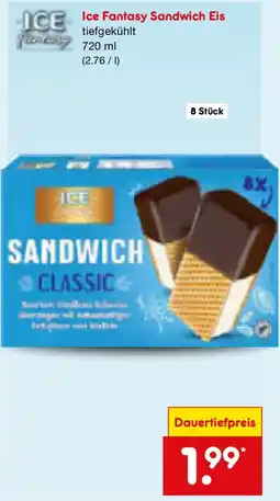 Netto Marken-Discount Ice Fantasy Sandwich Eis Angebot