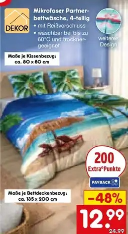 Netto Marken-Discount Dekor Mikrofaser Partnerbettwäsche, 4-teilig Angebot