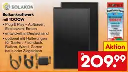 Netto Marken-Discount Solakon Balkonkraftwerk mit 1000W Angebot