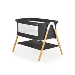 Netto Marken-Discount Moni Beistellbett Kalinihta Matratze mit Reißverschluss, Moskitonetz, Holzdruck schwarz Angebot