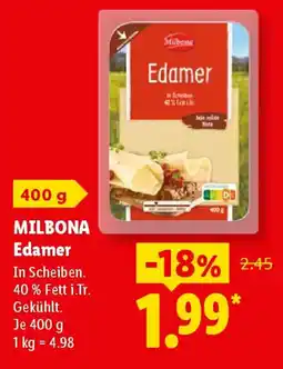 Lidl MILBONA Edamer Angebot