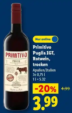 Lidl Primitivo Puglia IGT, Rotwein, trocken Angebot