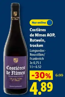 Lidl Costières de Nîmes AOP, Rotwein, trocken Angebot