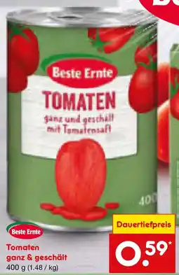 Netto Marken-Discount Beste Ernte Tomaten ganz & geschält Angebot