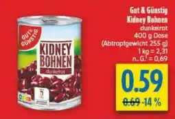 diska Gut & Günstig Kidney Bohnen dunkelrot Angebot