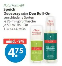 V Markt Speick Deospray oder Deo Roll-On Angebot