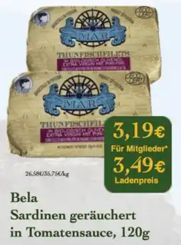 LPG Biomarkt Bela Sardinen geräuchert in Tomatensauce Angebot