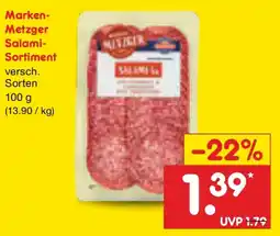 Netto Marken-Discount Marken Metzger Salami Sortiment Angebot