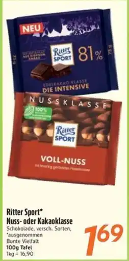 inkoop Ritter Sport Nuss- oder Kakaoklasse Angebot