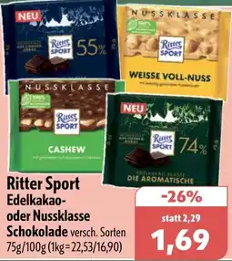 Aktiv Irma Ritter Sport Edelkakao- oder Nussklasse Schokolade Angebot