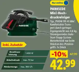 Lidl PARKSIDE Mini-Hochdruckreiniger Angebot