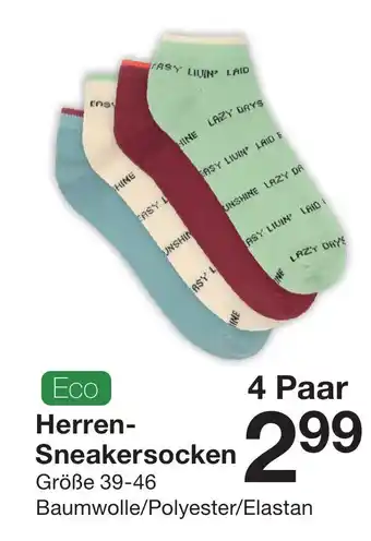 Zeeman Herren-Sneakersocken 39-46 4 Paar Angebot