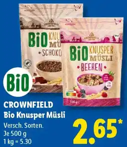 Lidl CROWNFIELD Bio Knusper Müsli Angebot