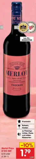 Netto Marken-Discount Merlot Pays D'OC IGP Angebot