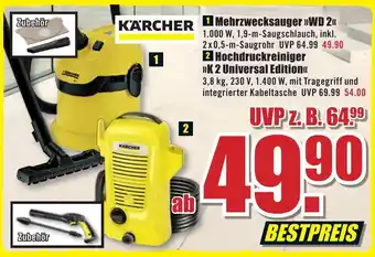 B1 Discount Baumarkt Karcher Mehrzwecksauger | WD 2 oder Hochdruckreiniger K2 Universal Edition Angebot