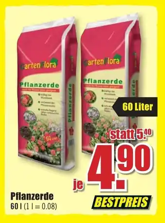 B1 Discount Baumarkt GartenFlora Pflanzerde 60L Angebot