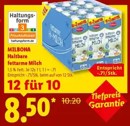 Lidl MILBONA Haltbare fettarme Milch Angebot