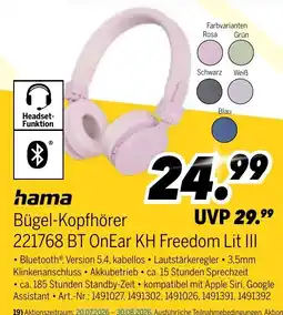 MEDIMAX hama Bügel-Kopfhörer 221768 BT OnEar KH Freedom Lit III Angebot