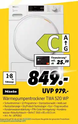 MEDIMAX Miele Wärmepumpentrockner TWA 520 WP Angebot