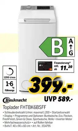 MEDIMAX Bauknecht Toplader FHTBK6BSFF Angebot