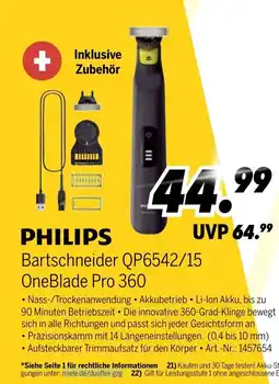 MEDIMAX PHILIPS Bartschneider QP6542/15 OneBlade Pro 360 Angebot