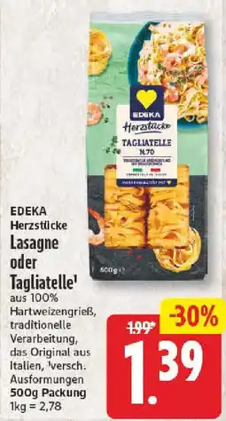 NP Discount EDEKA Herzstücke Lasagne oder Tagliatelle Angebot