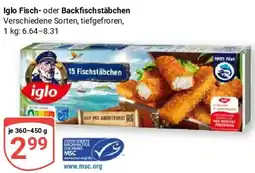 Globus Iglo Fisch oder Backfischstäbchen Angebot